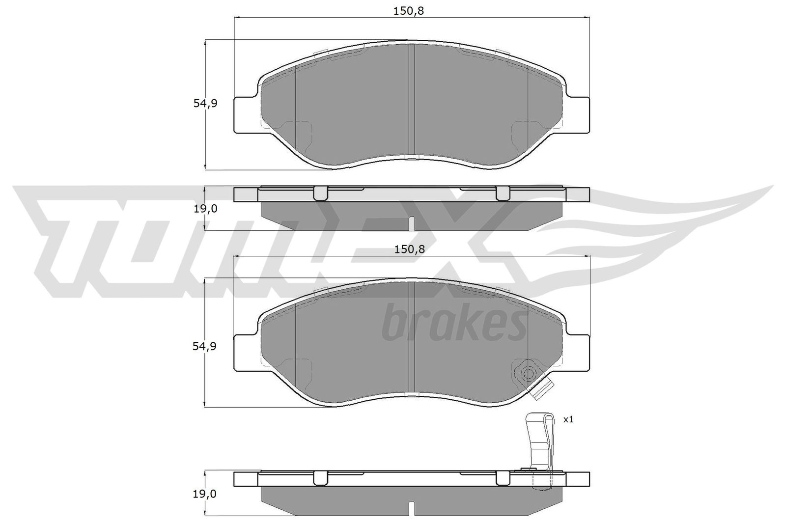 Sada brzdových platničiek kotúčovej brzdy TOMEX Brakes